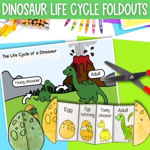Life cycle of a dinosaur foldable activity for kids | dinosaur printable science craft | A4 and 11x8.5 inch