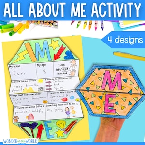 All About Me Back to School Folding Worksheet Activity For First Day Week of School | A4 and 11x8.5 inch | Digital Download PDF