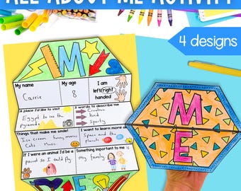All About Me Back to School Folding Worksheet Activity For First Day Week of School | A4 and 11x8.5 inch | Digital Download PDF