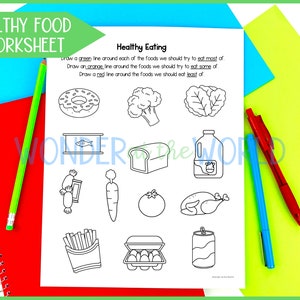 Healthy Eating Printable Activities Worksheets for Kids A4 and 11x8.5 ...