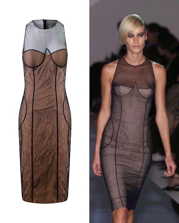 GUCCI by TOM FORD S/S 2001 Mesh Corset Runway Dres