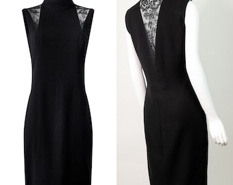 VERSACE F/W 1993 Vintage Lace Detail Dress Gianni Versace Couture Elegant Chic Little black dress