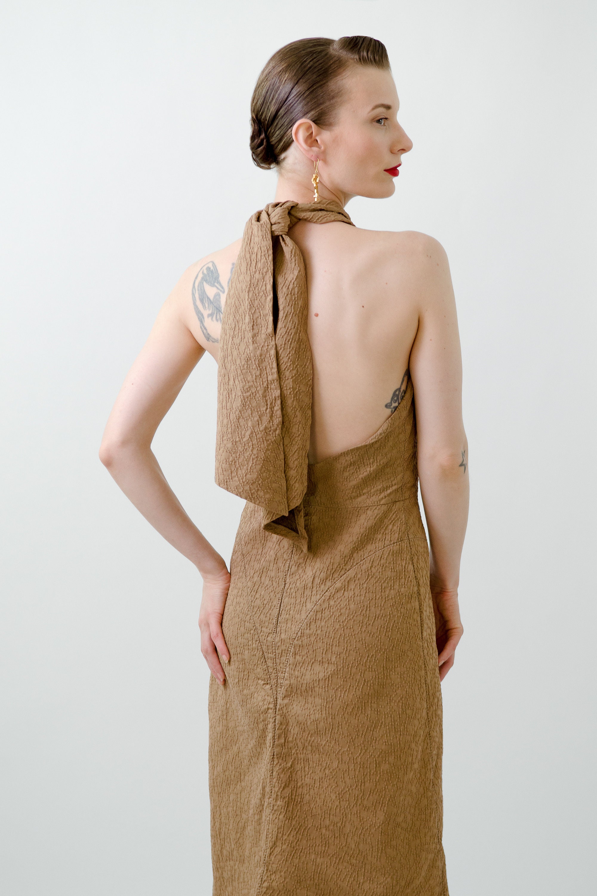 saint laurent halter dress Saint Laurent Jersey Backless Halter Dress