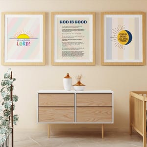 God is Good set of 3 Digital Prints | Nursery and Home Decor Bible Verse Sketches: God Is Good & Praise the Lord Posters