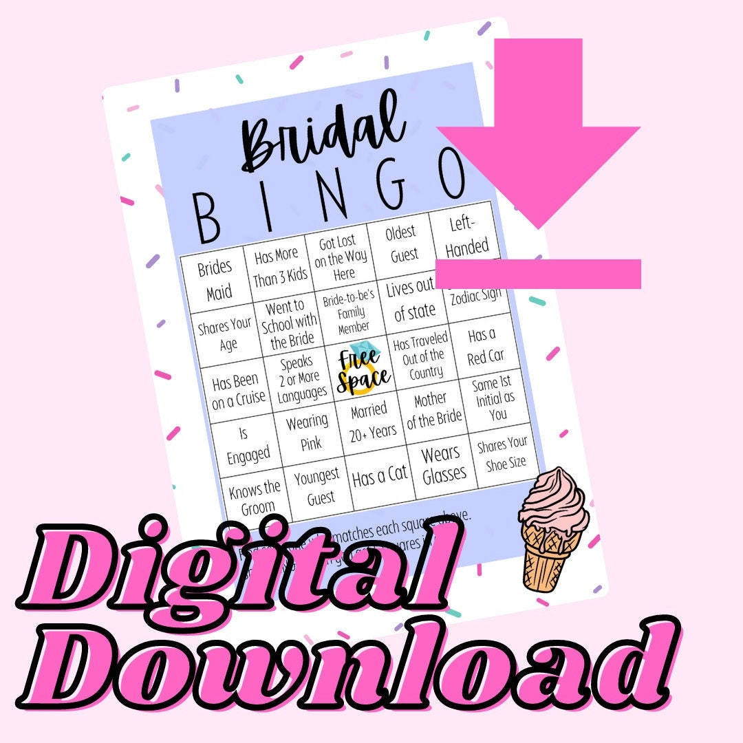 Bingo Scooped Up Ice Cream Theme Bridal Shower Game / Etsy