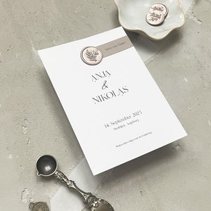 Save the Date Karte / Hochzeit / Wachssiegel / Einladung zur Hochzeit