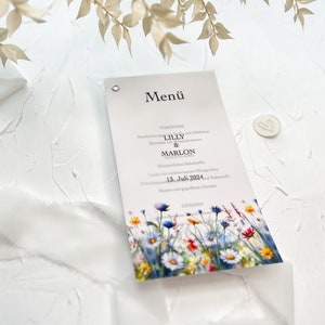Menükarte „Colorful Wildflowers“ I Save the Date I Hochzeitseinladung I Hochzeitsmenü I Wildblumen I personalisiert