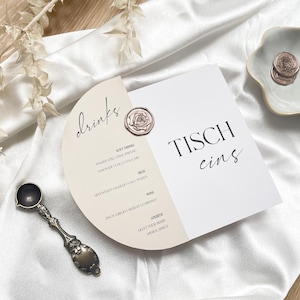 Getränkekarte & Tischnummer in Einem “Champagne Wedding” / 2in1 / Hochzeit / Tischkarte / Sitzplan / Einladung zur Hochzeit