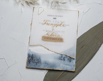 Wedding invitation WINTERHIGH / personalized / with tracing paper, hand-painted watercolor and calligraphy