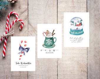 Postkarten mit Weihnachtsmotiven I Karten zu Weihnachten I Weihnachtspost I Weihnachtsgrüße I DIN A6 I handgemalt I Aquarellmotive