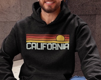 California Sweatshirt | California Retro Sunset California Hoodie Cali Sweatshirt California State Sweatshirt California Hooded Sweatshirt