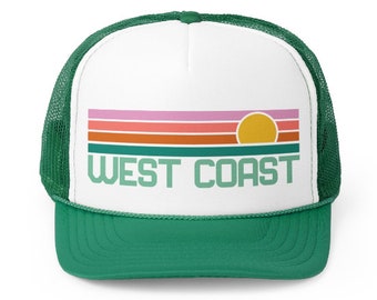 West Coast Hat | West Coast Trucker Hat West Coast Beach Hat California Hat Washington Hat Coastal Hat West Coast Best Coast