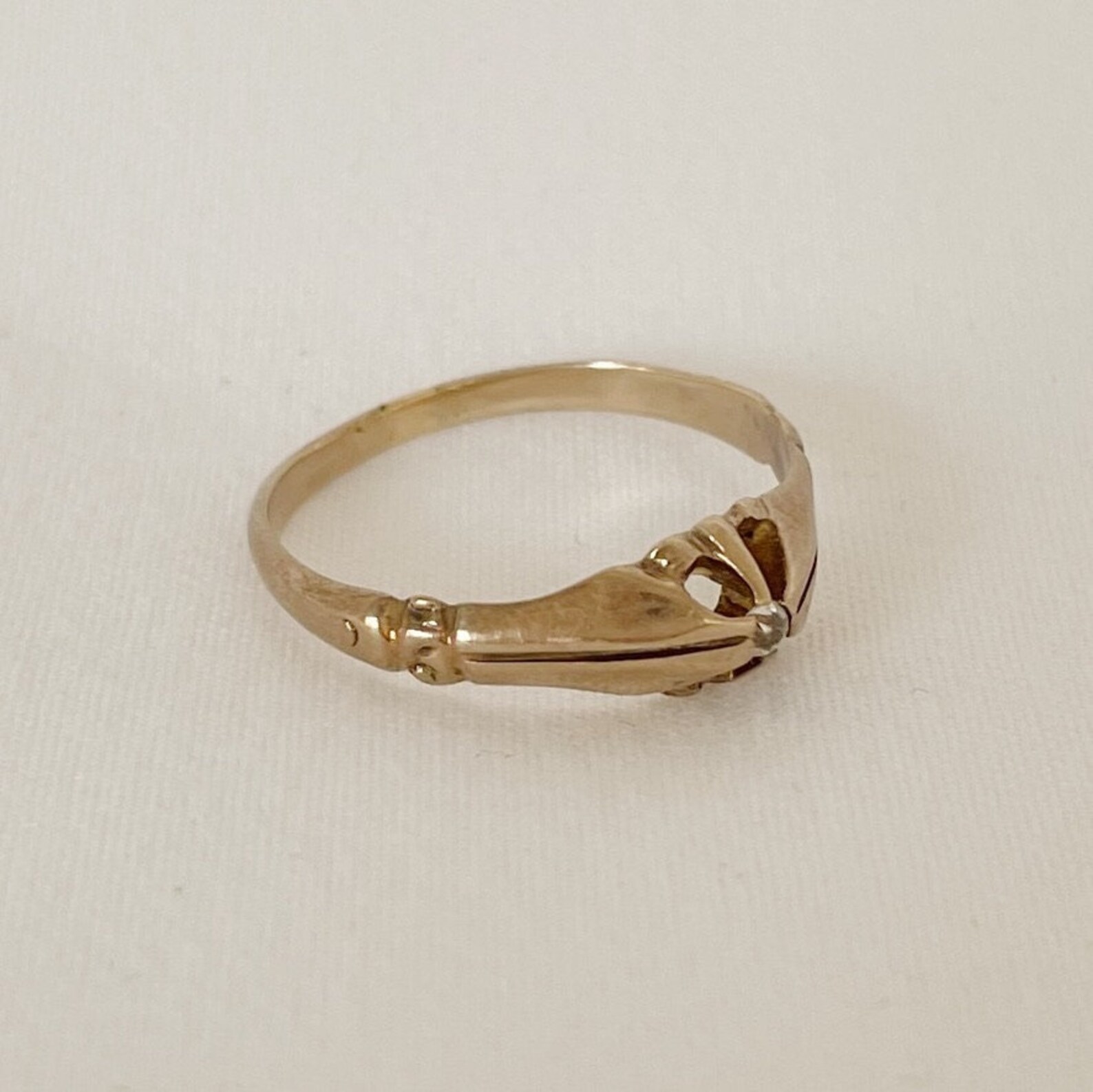 Victorian 10K Gold Diamond Ring in Belcher Setting Etsy