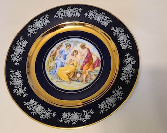 EPIAG D.F Bohemian Porcelain Plate Ø 24.5 cm Czechoslovakia Carlsbat Cobalt Porcelain Plate Decorative Plate
