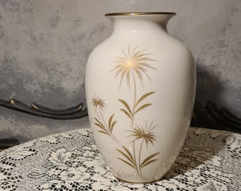 Royal Bavaria Porzellan Vase Königliche Manufaktur Vintage Mid Century Blumenvase Germany Gold Dekor Goldrand Handbemalt Wohndekor