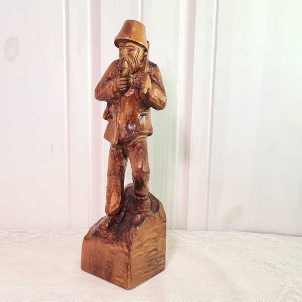 Vintage Holzhacker Figur 34cm Holz Geschnitzt Handarbeit Vintage Mann Holzfigur Holz Skulptur Holzskulptur