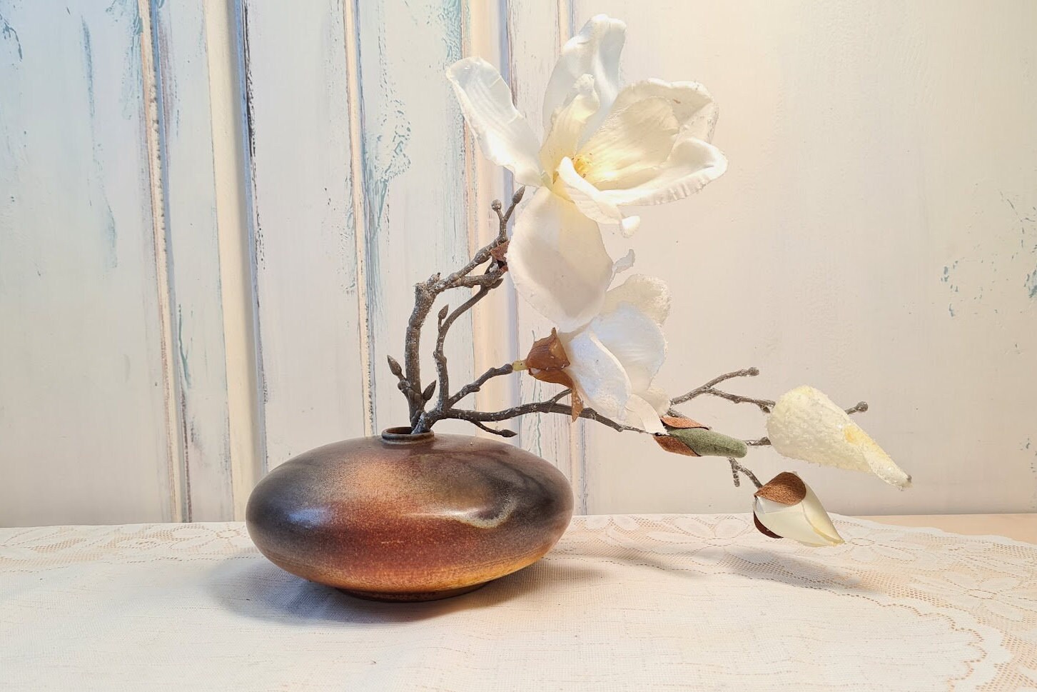 Brown Art Ceramic UFO Shape Vase Candle Holder Ø15.5 Cm Brown Art Ceramic UFO Shape Vase Candle Holder Ø15.5 Cm