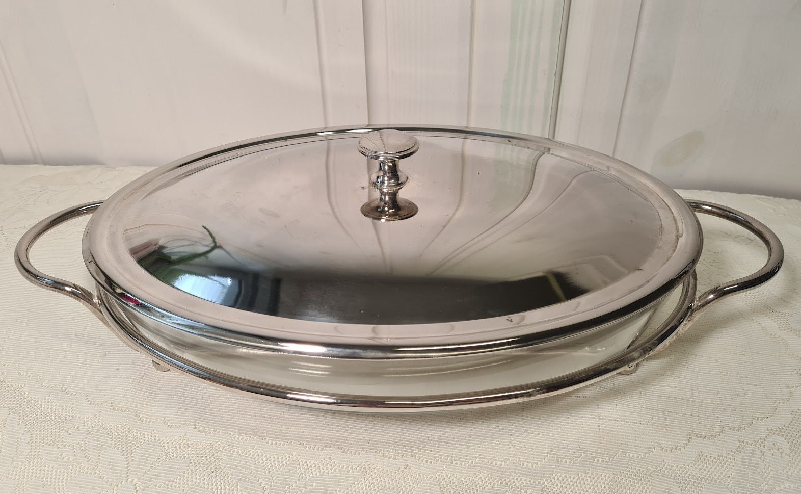 Marinex Brazil Casserole Dish Glass Oval With Lid Silver Etsy