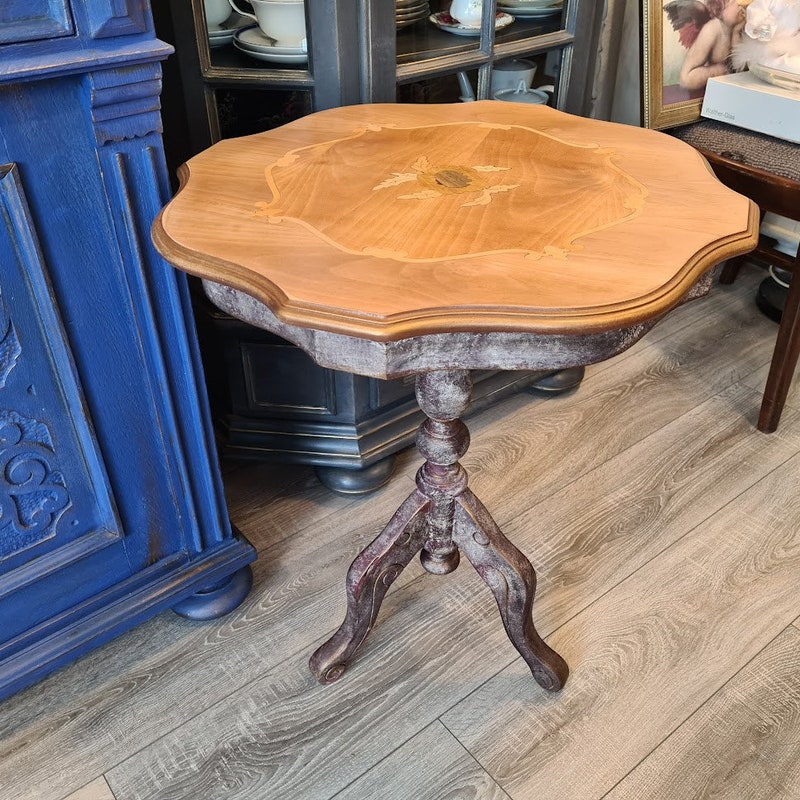 Round Wooden Side Table - Etsy
