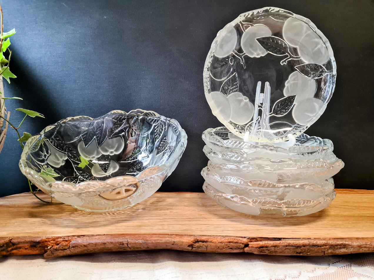 7-piece Set Walther Glas Set Bowl + 6 Small Dishes Vintage