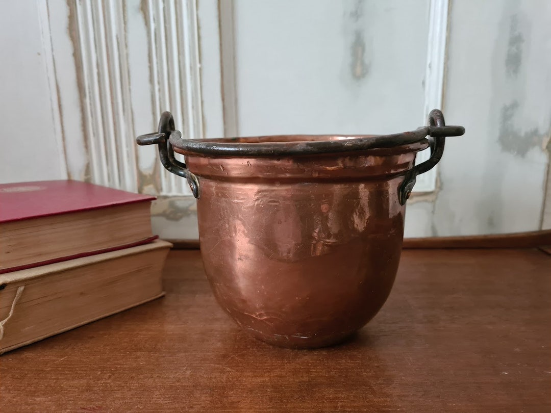 Antique Copper Cauldron With Handle Iron Forged Storage Pot Copper ...