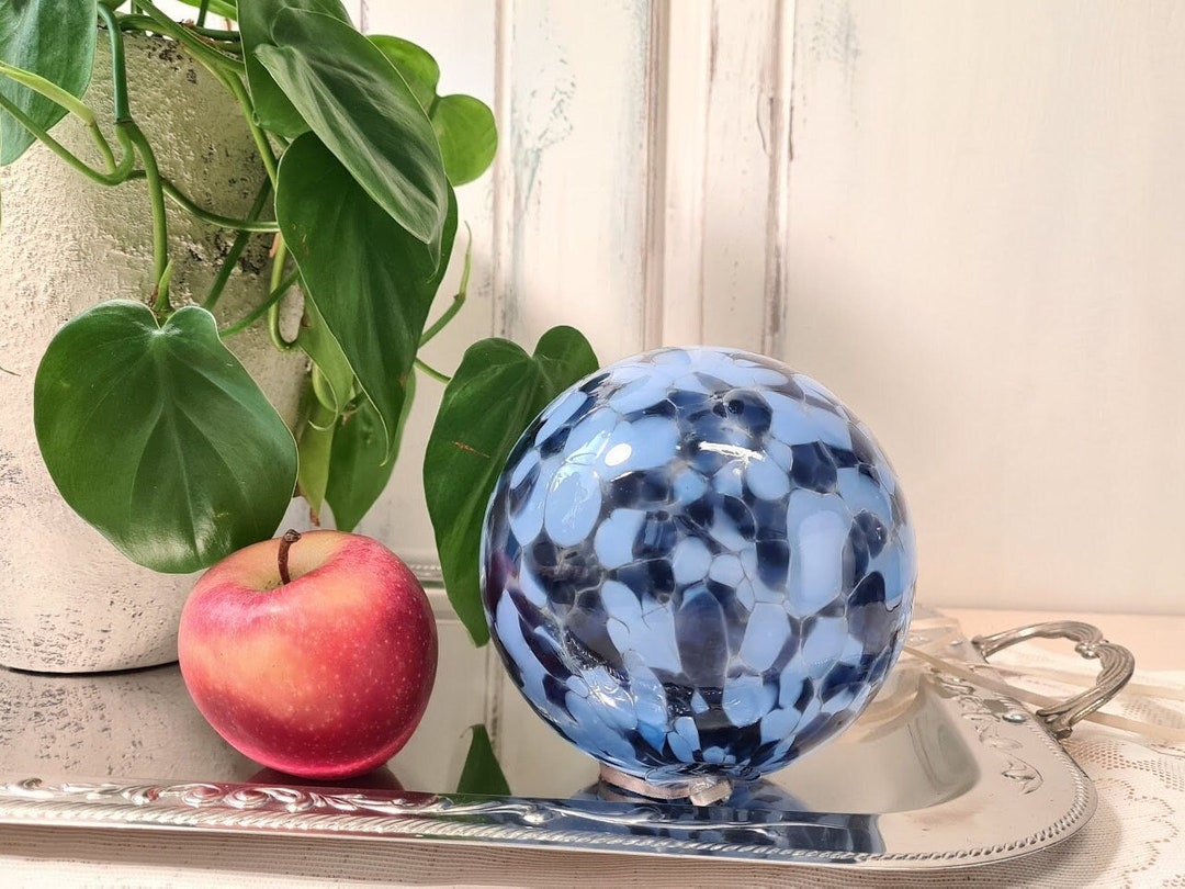 Decoration Blue Glass Ø-12 Cm Ball Window Ball Glass Ball Mouth Blown ...