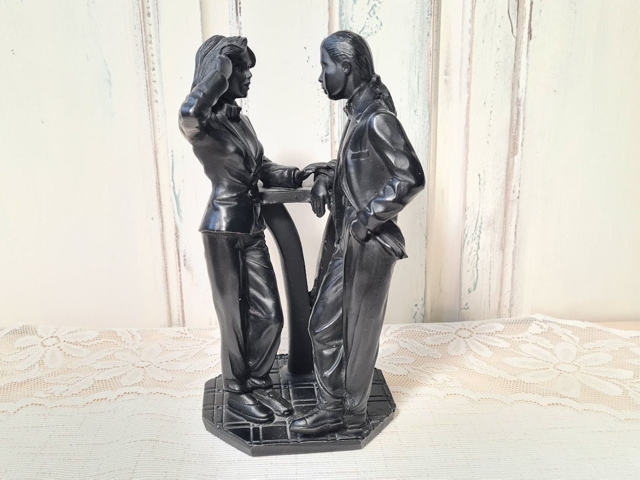 Liebespaar Hochzeitstag Holländische Mann Figur Schwarz Statue Deko Ehe Geschenkideen Geschenk Paar Frau