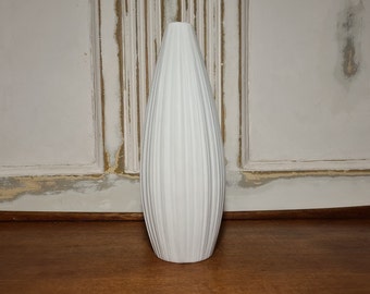 Martin Freyer for Rosenthal Studio Line Bisque Porcelain Pleated Vase White Relief No. 2987 Mid Century 1960s Op Art Vase Porcelain Vase