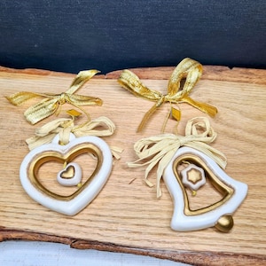 Set of 2 Thun Bozen ceramic heart bell Christmas tree decorations Christmas tree decorations Christmas decorations