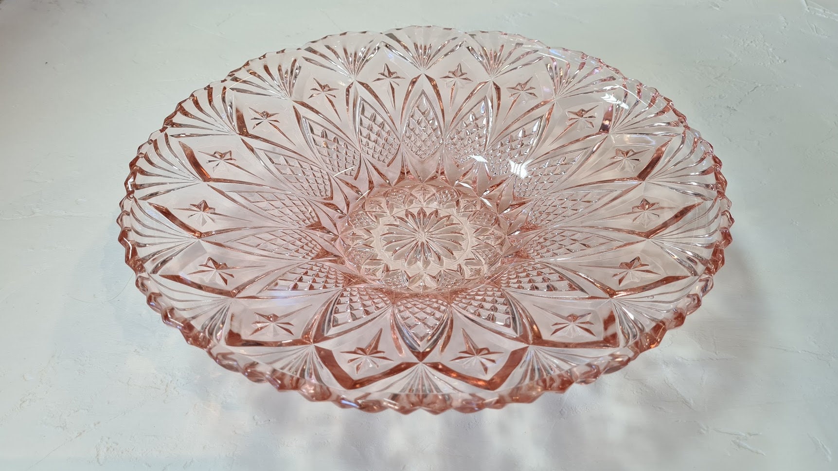 Grand Bol de Cristal Espagnol Rose Transparent Vintage Homedeco
