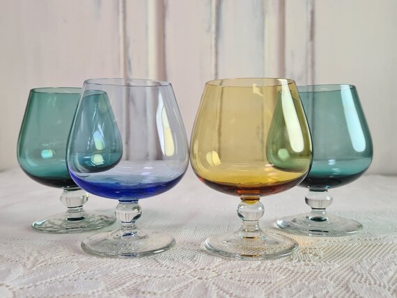 Set of 4 Glass Brandy Cognac Glasses Snifters Cognac Glasses