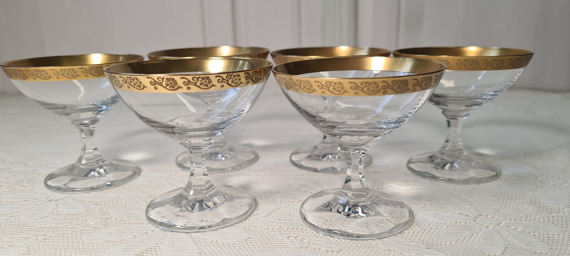 Set of 6 Antique Crystal Glasses Liqueur Bowl Decoration 24K Etsy