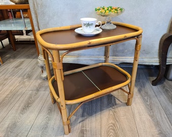 Table d'appoint table basse vintage en bambou