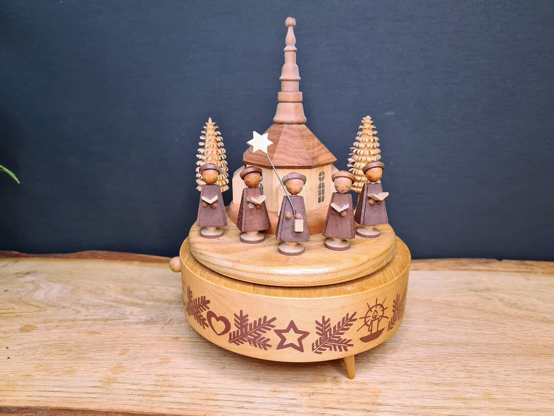 Erzgebirge Christmas Carousel Music Box ''es Ist Ein Ros Entsprungen