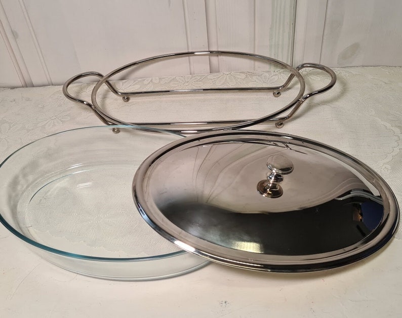 Marinex Brazil Casserole Dish Glass Oval With Lid Silver Etsy