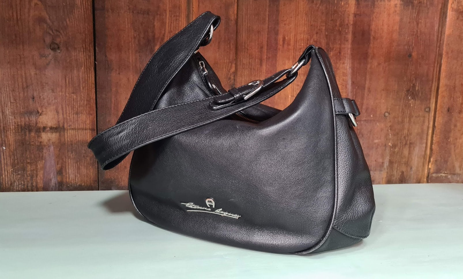 Etienne Aigner Shoulder Bag Leather Black Leather Bag -