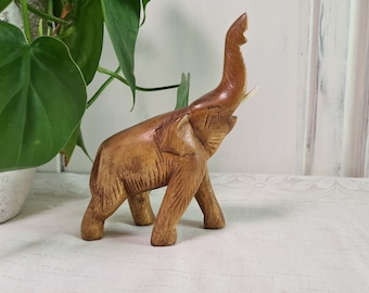 Figurine d'éléphant H-15 cm en bois sculpté, Animal décoratif fait à la main, Art africain, figurine en bois d'afrique