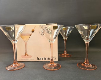 Lot de 5 coupes à champagne vintage buvant en verre fumé et pied  transparent hexagonal -  France