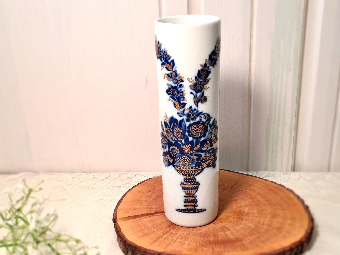 HEINRICH ドイツ磁器花瓶「ホーフガルテン」 H-23 cm 本物のコバルト