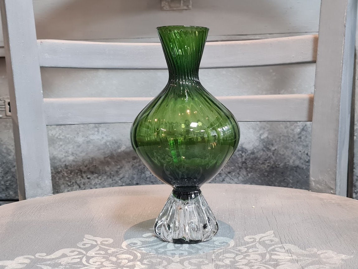 Modern Etsy Glass Green Aseda Century Vase Mid Retro Vase Glass - Gift 60s Sweden