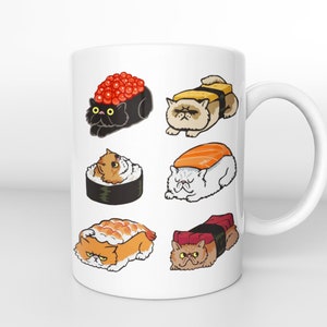 Tazza di sushi con gatto, regalo per gatti yoga, tazza divertente con regali per gatti, regalo per mamma gatto, tazza da caffè per meditazione, regalo per amanti dei gatti, regalo yoga, tazza yoga