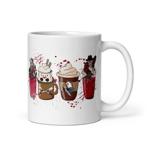 Horror Icons Halloween Mug, Ceramic Horror Movie Mug, Creepy Character Mug, Scary Movie Drinkware
