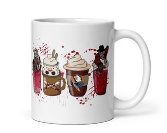 Horror Icons Halloween Mug, Ceramic Horror Movie Mug, Creepy Character Mug, Scary Movie Drinkware