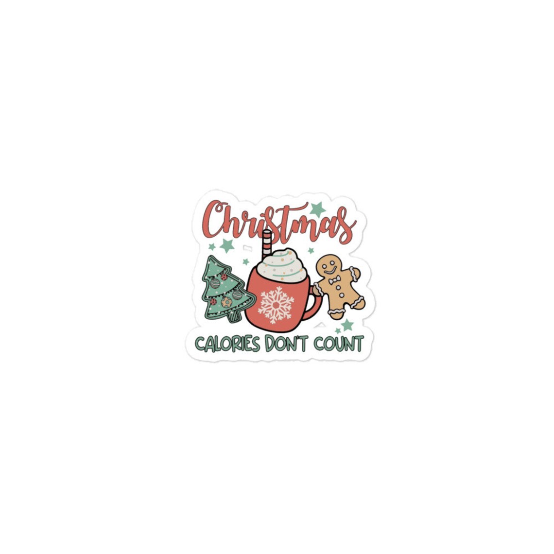 Christmas Calories Don't Count Sticker, Christmas Sticker, Funny ...