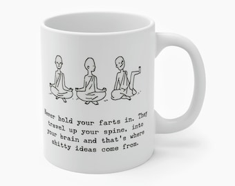 面白い瞑想コーヒーマグ、瞑想イラストコーヒーマグ、ヨガマグ、瞑想マグ指トレース、瞑想コーヒーマグ、瞑想ギフト、