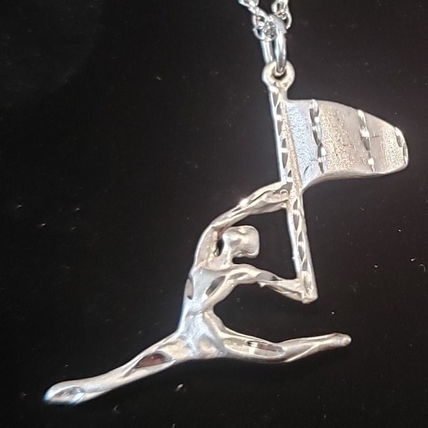 Sterling SilverColorguard (Color Guard) Flag or Saber  Dancing Necklace/Charm/Gift