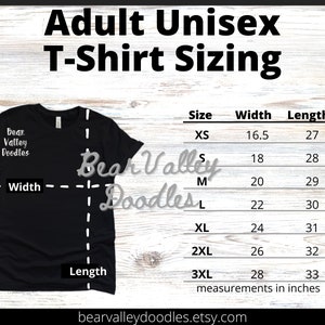 Bella Canvas 3001 Size Guide | Bella Canvas T Shirt Size Chart | Unisex T Shirt Size Chart | Bella Canvas 3001 Size Chart | Tshirt Sizing