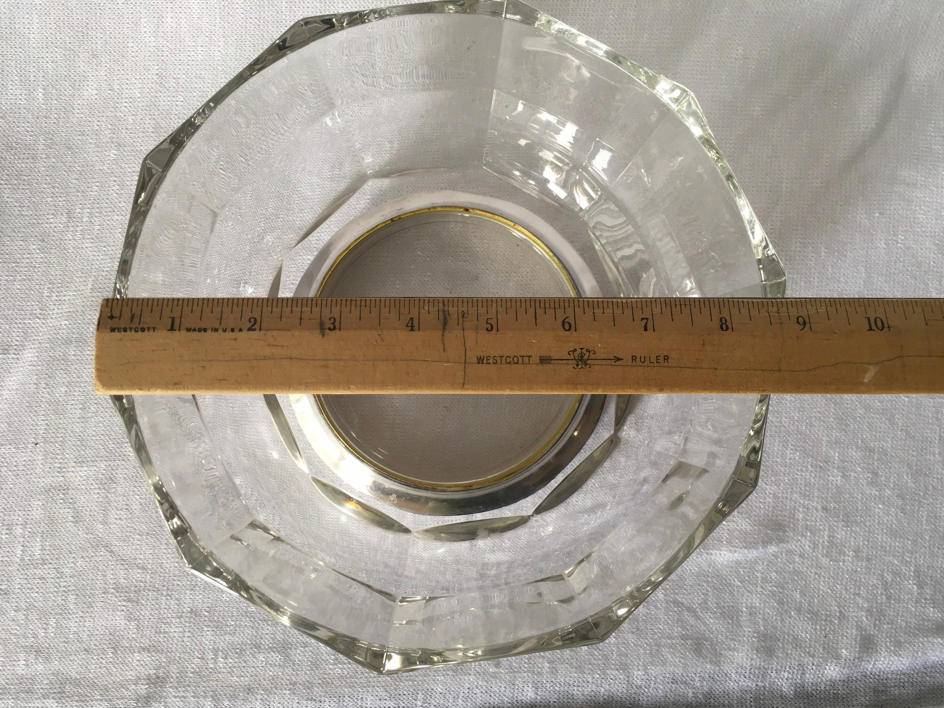 Vintage Silver Based Glass Salad Bowl Etsy