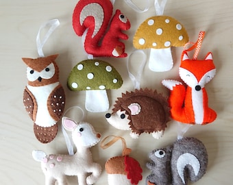 Autumn and Woodland Felt Decorations, Home Decor Ideas, Child's Bedroom Decoration, Nursery Decoration