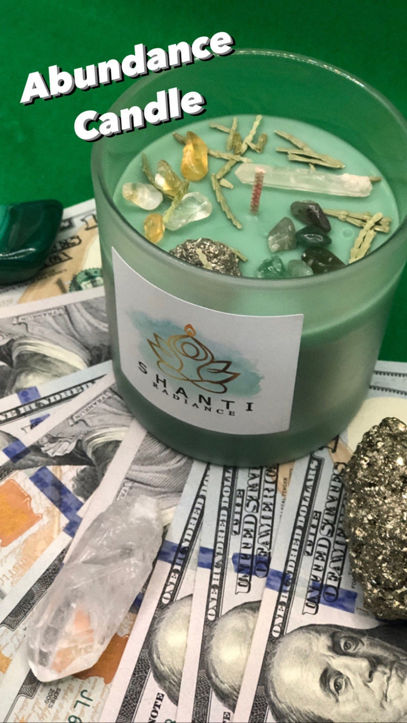 Crystal & Herb Candle Spiritual Candle Aromatherapy Etsy